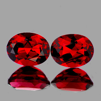 7x6 mm Oval 2pcs Lustrous Natural Intense Red Spessartite Garnet [Flawless-VVS]