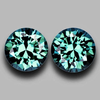 3.80 mm Round 2 pcs AAA Luster Natural Madagascar Blue Green Sapphire [Flawless-VVS]
