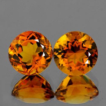 7.00 mm Round 2 pieces Top Luster Natural Orange Citrine [Flawless-VVS]