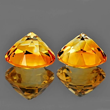 7.00 mm Round 2 pieces AAA Fire Luster Natural Intense Golden Yellow Citrine [Flawless-VVS]