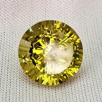 13.00 mm Round Concave 7.00cts AAA Fire Luster Natural Green Gold Lemon Quartz [Flawless-VVS]