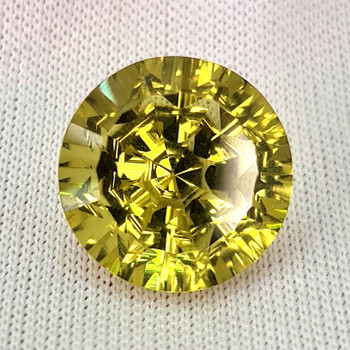 13.00 mm Round Concave 7.00cts AAA Fire Luster Natural Green Gold Lemon Quartz [Flawless-VVS]