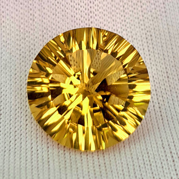 15.00 mm Round Concave 9.80cts AAA Fire Luster Natural Green Gold Lemon Quartz [Flawless-VVS]