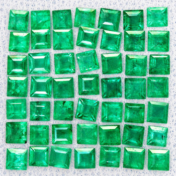 1.30 mm Square 80 pieces Natural Sparkling Zambian Green Emerald [VVS-SI]