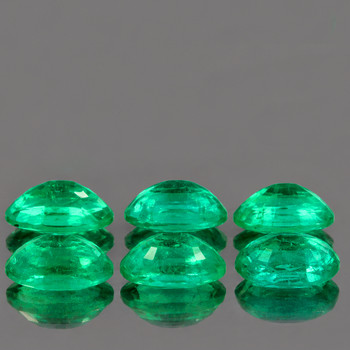 5x3.5 mm Oval 6 pcs Lustrous Natural Zambian Green Emerald [VS-SI]