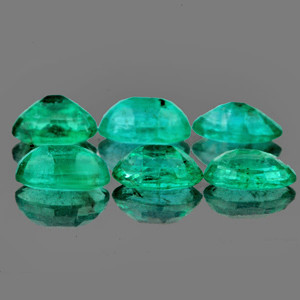 4.5x3 mm Oval 6 pcs Lustrous Natural Zambian Green Emerald [SI]