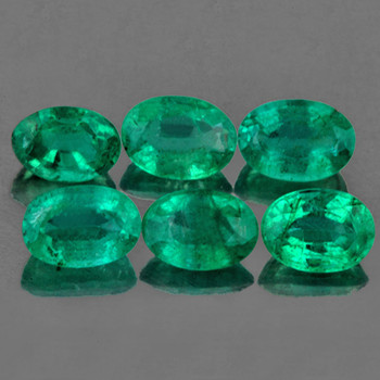 4.5x3 mm Oval 6 pcs Lustrous Natural Zambian Green Emerald [SI]