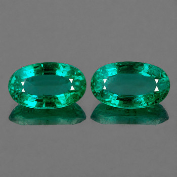 5.5x3.5 mm Oval 2 pcs Lustrous Natural Zambian Blue Green Emerald [VVS-VS]