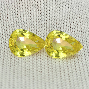 6x4 mm Pear 2pcs AAA Fire Sparkles Natural Madagascar Canary Yellow Sapphire [Flawless-VVS]