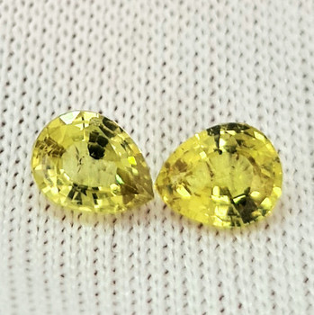 5x4 mm Pear 2pcs AAA Fire Sparkles Natural Madagascar Intense Yellow Sapphire [Flawless-VVS]