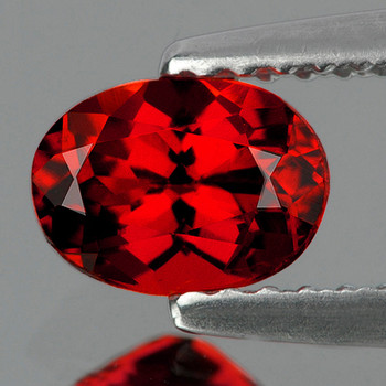 7.5x5.5 mm Oval {1.70ct} Lustrous Natural Intense Red Spessartite Garnet [Flawless-VVS]