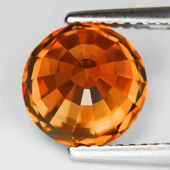 7.00 mm Round {1.85ct} AAA Fire Sparkles Natural Intense Golden Yellow Sapphire [Flawless-VVS]