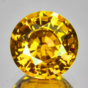 5.00 mm Round {0.65ct} AAA Fire Sparkles Natural Intense Yellow Sapphire [Flawless-VVS]