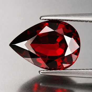 12x8 mm Pear {3.32cts} Natural Brilliant Mozambique Red Garnet [Flawless-VVS]