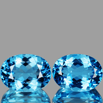 16x12 mm Oval 2pcs AAA Luster Natural Intense Sky Blue Topaz [Flawless-VVS]