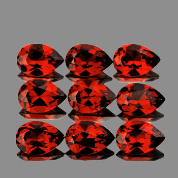 6x4 mm Pear 9 pcs Sparkling Luster Natural Red Mozambique Garnet [Flawless-VVS]