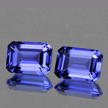 6x4 mm Octagon 2 pieces Fire Luster Natural Purple Blue Tanzanite [Flawless-VVS]