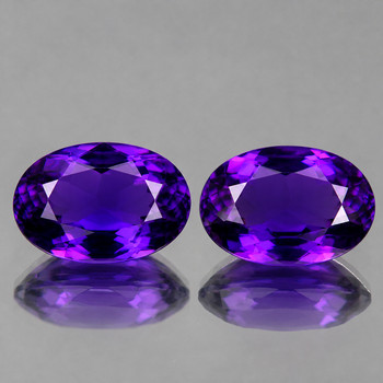 14x10 mm Oval 2pcs Superb Color Natural Royal Purple Amethyst [Flawless-VVS]