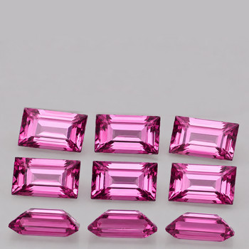 4x2 mm Baguette 6 pieces Machine Cut Natural Intense Pink Sapphire [Flawless-VVS]-Top Grade