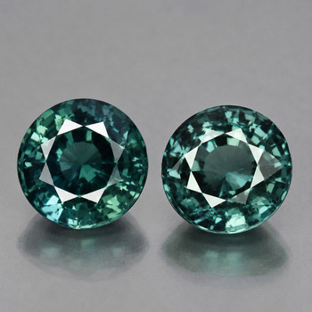 4.00 mm Round 2pcs Top Luster Natural Teal Green Sapphire [Flawless-VVS]