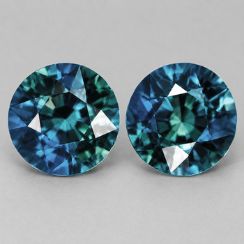 4.70 mm Round 2pcs Top Luster Natural Teal Green Sapphire [Flawless-VVS]