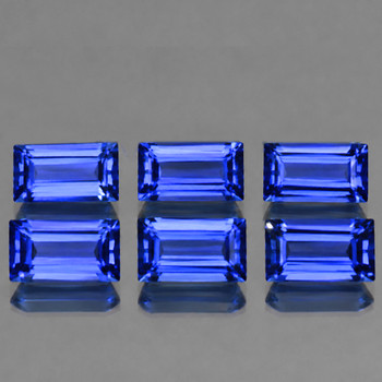 4x2 mm Baguette 6 pieces Machine Cut Natural Ceylon Intense Blue Sapphire [Flawless-VVS]-Top Grade