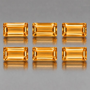 4x2 mm Baguette 6 pcs AAA Fire Luster Natural Golden Yellow Sapphire [Flawless-VVS]-Top Grade
