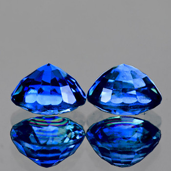 4.40 mm Round Step 2pcs {0.88ct} Top Luster Natural Intense Blue Sapphire [Flawless-VVS]
