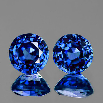 4.40 mm Round Step 2pcs {0.88ct} Top Luster Natural Intense Blue Sapphire [Flawless-VVS]