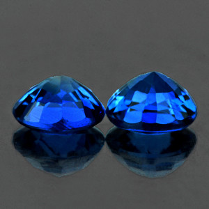 3.70 mm Round Step 2pcs Top Luster Natural Intense Blue Sapphire [Flawless-VVS]