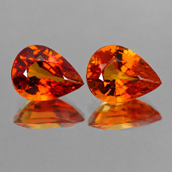 7x5 mm Pear 2pcs Top Luster Natural Orange Sapphire [Flawless-VVS]