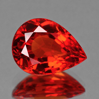 6.5x4.5 mm Pear {0.75ct} Top Luster Natural Intense Orange Sapphire [Flawless-VVS]