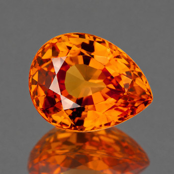 6.5x4.5 mm Pear {0.55ct} Top Luster Natural Orange Sapphire [Flawless-VVS]