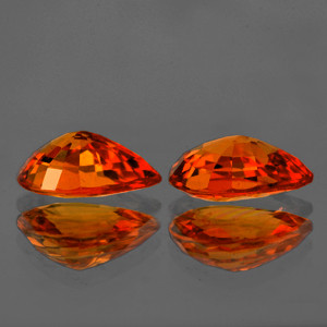 5.5x4 mm Pear 2pcs {0.85ct} Top Luster Natural Orange Sapphire [Flawless-VVS]