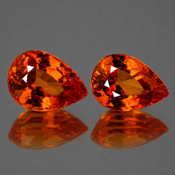 5.5x4 mm Pear 2pcs {0.85ct} Top Luster Natural Orange Sapphire [Flawless-VVS]