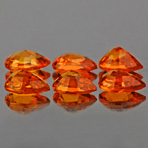 4x3 mm Pear 6 pcs AAA Fire Luster Natural Orange Sapphire [Flawless-VVS]