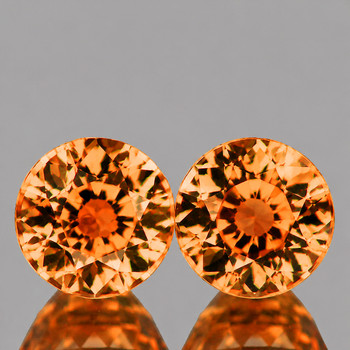 4.00 mm Round 2 pcs AAA Luster Natural Yellow Orange Sapphire [Flawless-VVS]