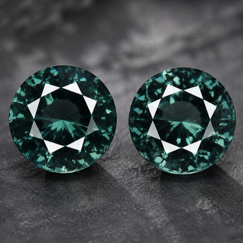 4.20 mm Round 2pcs Top Luster Natural Teal Green Sapphire [Flawless-VVS]