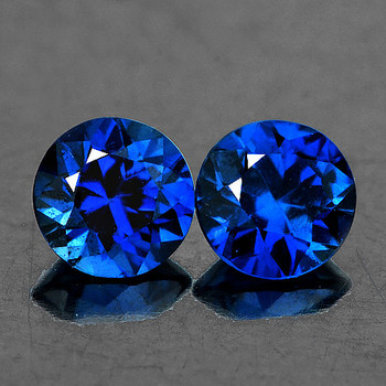 4.00 mm Round 2pcs Fire Luster Natural Intense Blue Sapphire [Flawless-VVS]