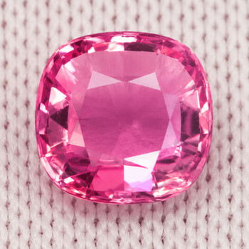 7.50 mm Cushion 1.70ct Sparkling Natural Intense Pink Tourmaline [Flawless-VVS]