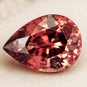 9.5x7 mm Pear {2.70cts} Superb Luster Natural Intense Orange Pink Zircon [Flawless-VVS]