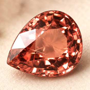9x8 mm Pear {3.10cts} Superb Luster Natural Intense Orange Pink Zircon [Flawless-VVS]