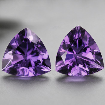 10.00 mm Trillion 2 pcs Top Luster Natural Pink Purple Amethyst [Flawless-VVS]