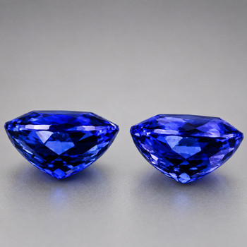 9x7 mm Oval 2 pcs {4.58ct} AAA Luster Natural D-Block Purple Blue Tanzanite [Flawless-VVS]-Top Color