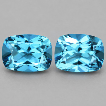 12x10 mm Cushion 2 pieces AAA Fire Luster Natural Brilliant Sky Blue Topaz [Flawless-VVS]