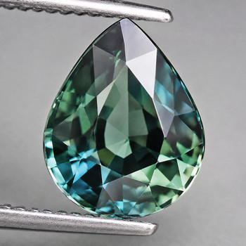 7x5 mm Pear 1.06ct Brilliant Natural SriLanka Unheated Blue Green Sapphire [Flawless-VVS]-Top Grade