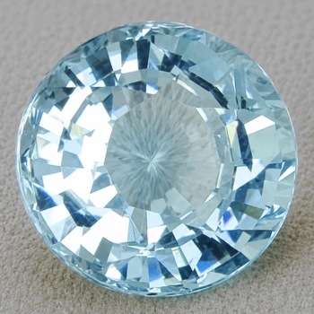 7.00 mm Round {1.35ct} Superb Luster Natural Blue Aquamarine [Flawless-VVS]