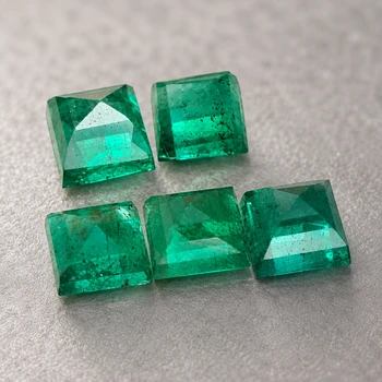 3.50 mm Square 5 pcs Natural Zambian Brilliant Green Emerald [SI]