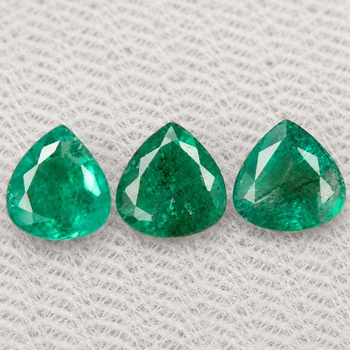 5.00 mm Pear 3pcs Natural Zambian Brilliant Green Emerald [SI]