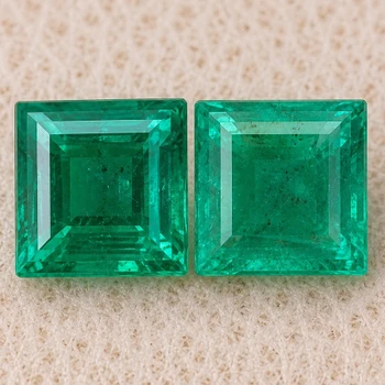 4.20 mm Square 2pcs Natural Zambian Brilliant Green Emerald [SI]